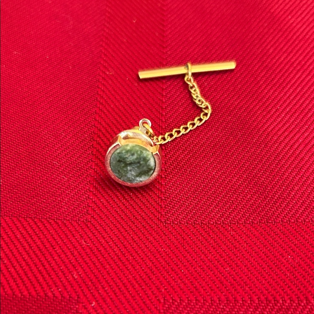 Vintage Goldtone and Jade Tie Pin